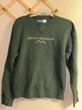 Big Cotton Bend, Oregon Crewneck Sweatshirt - Forest Green